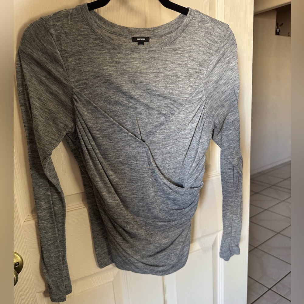 Express Heather Gray Long Sleeve Top